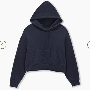 Large - For Days - Recycled Quilted Cropped Hoodie - Mood Indigo